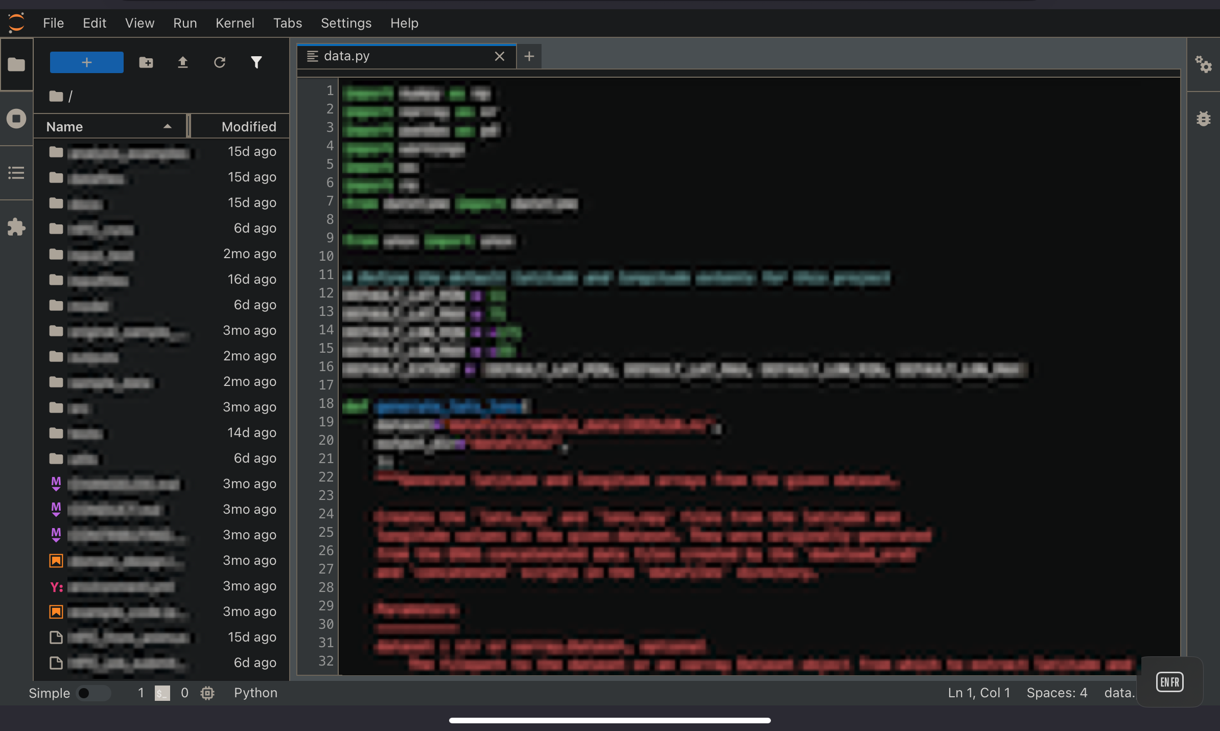 JupyterLab window in Firefox