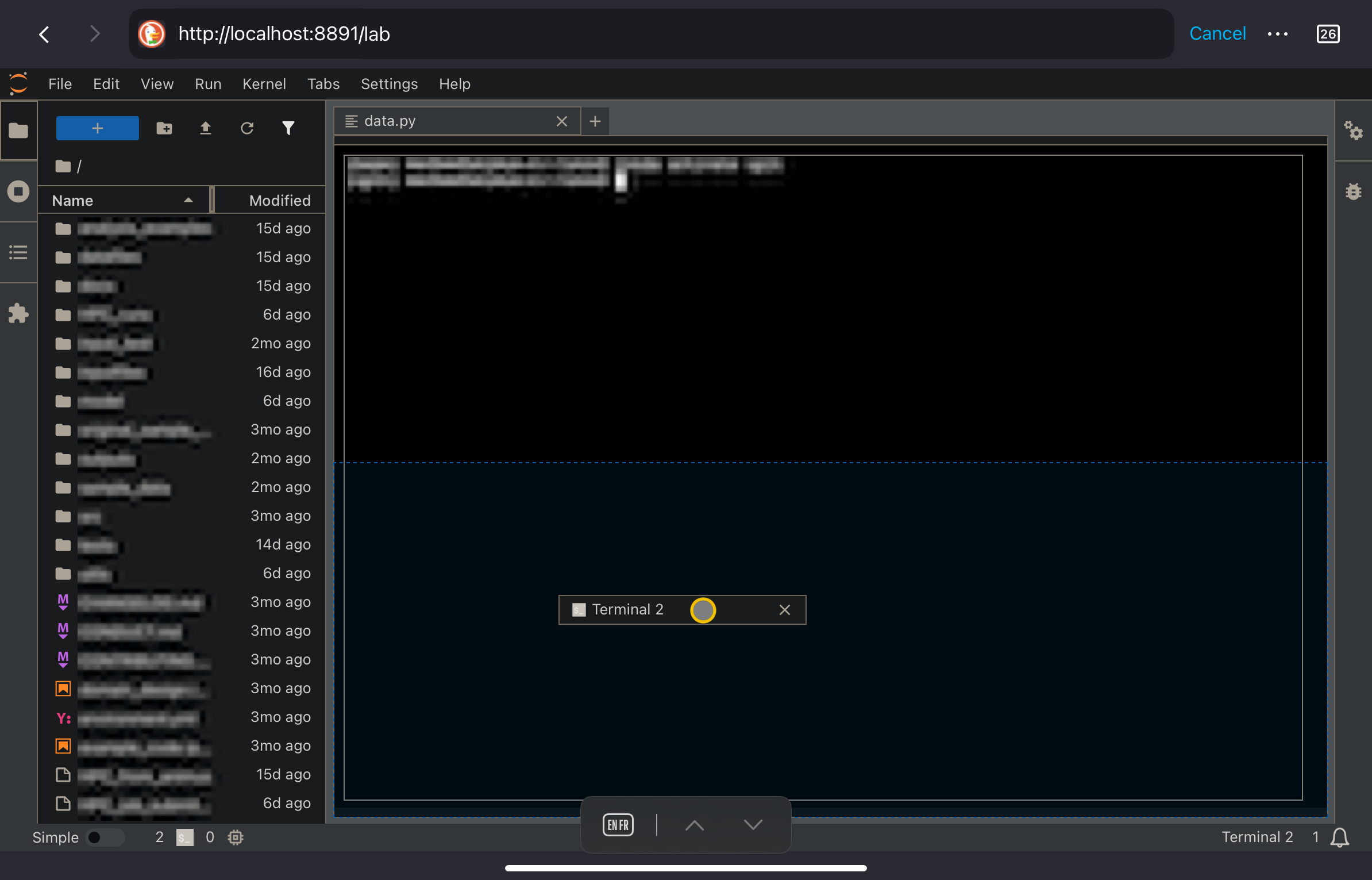 Drag a tab to tile the workspace