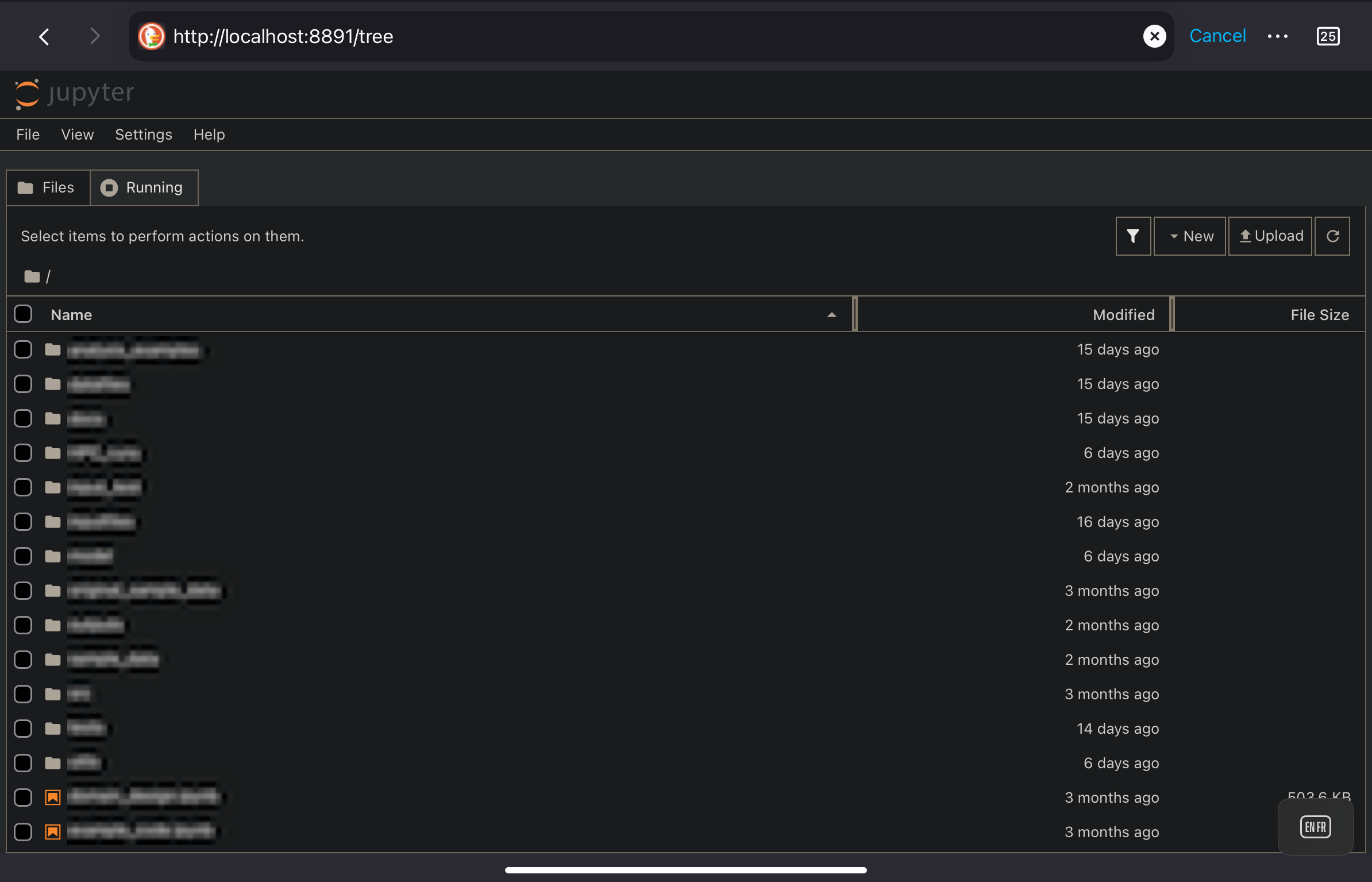 Jupyter Notebook window in Firefox