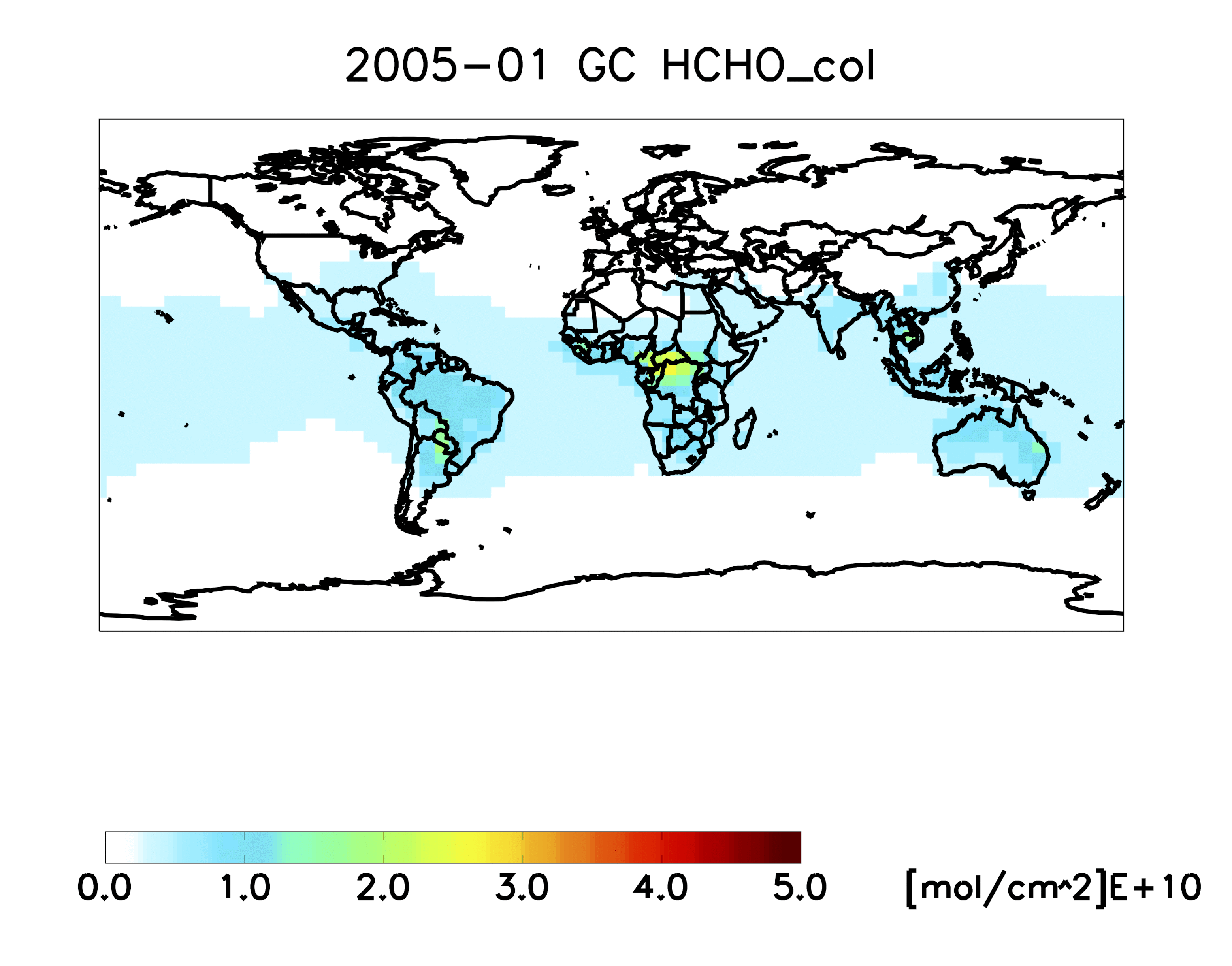 Animation of monthly HCHO concentrations from GEOS-Chem